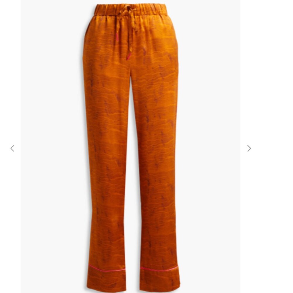 SALONI Paige printed silk-satin straight-leg pants